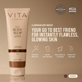 VITA LIBERATA texture swatch on arm showing blendable bronze finish