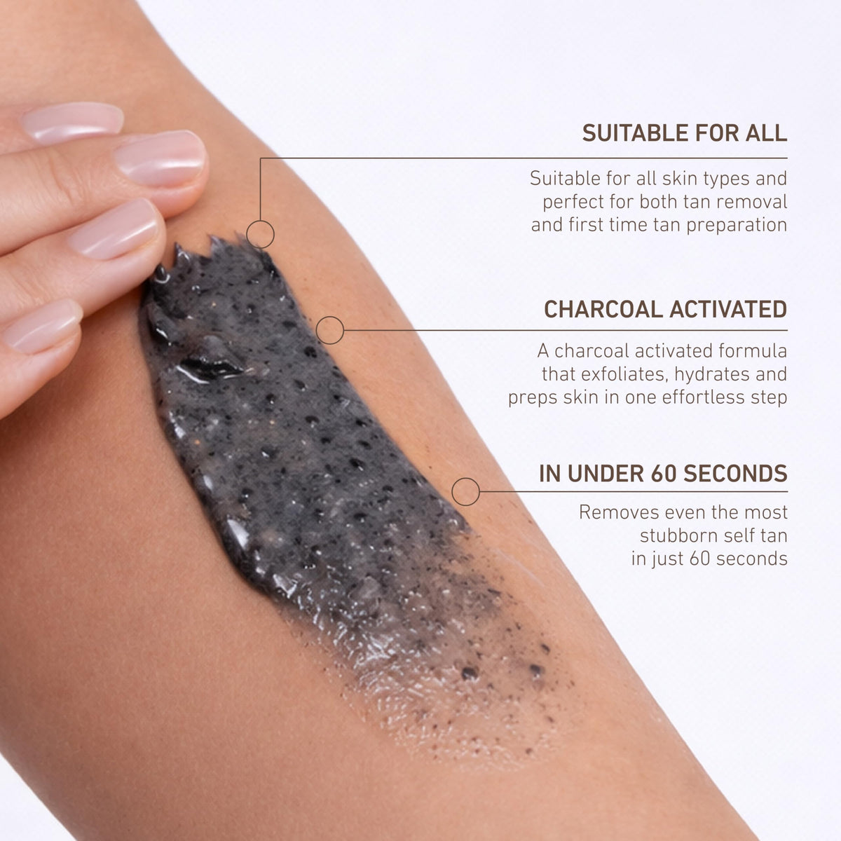 VITA LIBERATA applied on arm demonstrating quick tan-dissolving and easy massage