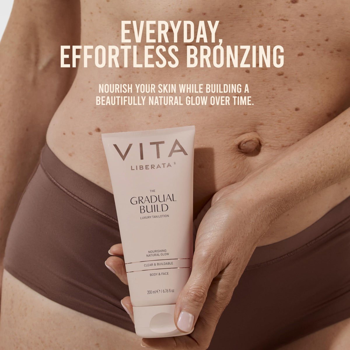 VITA LIBERATA clear lotion texture on hand highlighting smooth application