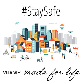 VITA VIE on bathroom counter in lifestyle setting conveying fresh citrus mornings