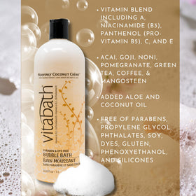 Vitabath label close-up highlighting ingredients and nourishing vitamin blend