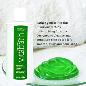 Vitabath used with washcloth in shower to create rich lather