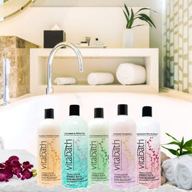 Vitabath ingredient display with superfruit extracts emphasizing antioxidant benefit