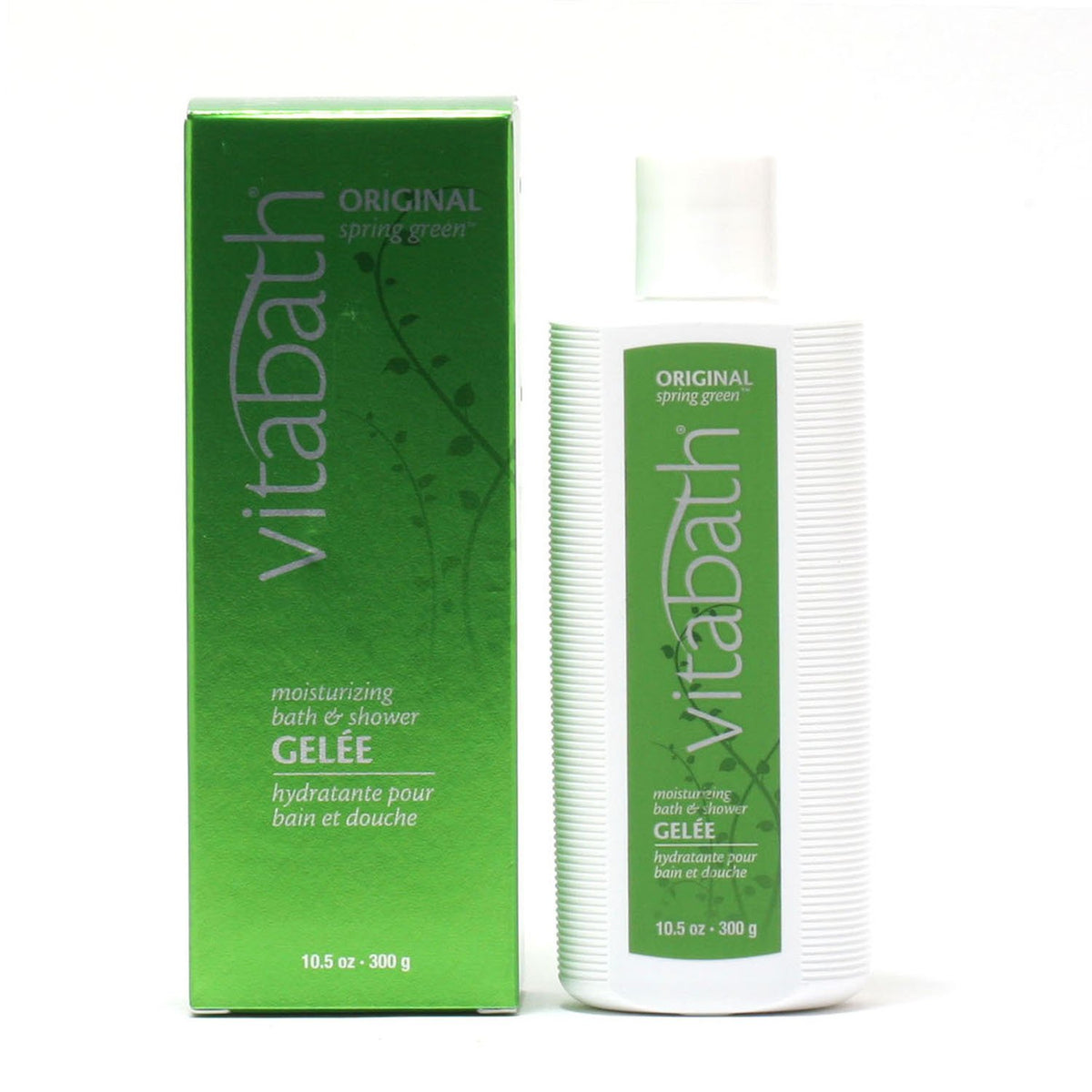 Vitabath bottle front packaging showing label and fresh green scent benefit