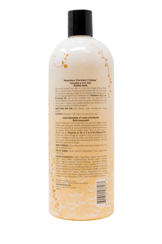 Vitabath back label with directions and safe-formula benefits visible