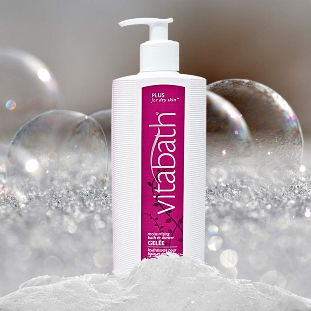 Vitabath pump dispensing gel highlighting controlled application and convenience