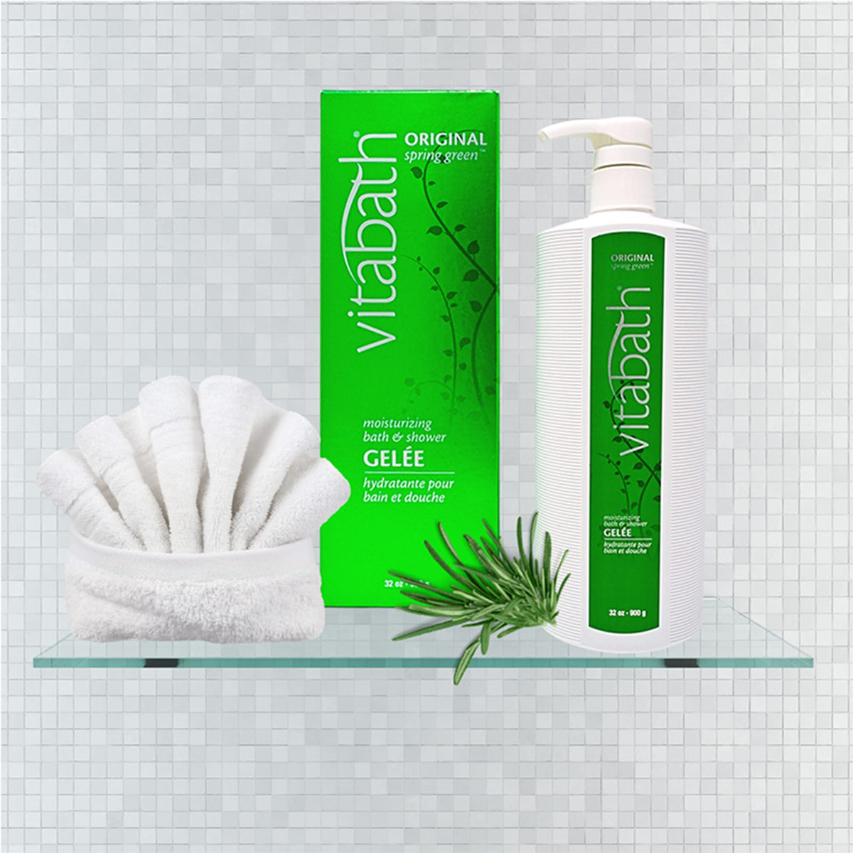 Vitabath next to common items showing 32 oz scale and value benefit