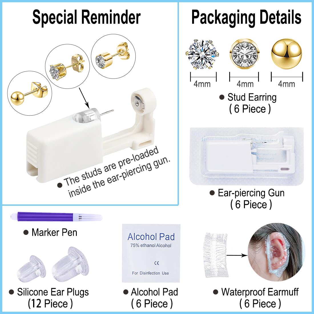 VitaCool close-up of sterile preloaded 4mm CZ studs highlighting quality and shine
