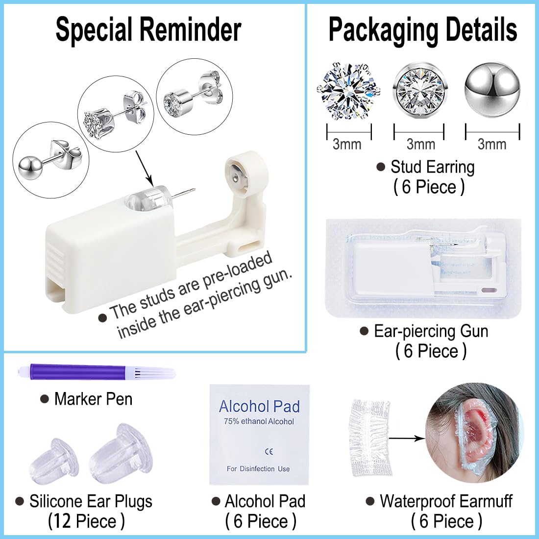 VitaCool silver CZ studs close-up highlighting 3mm sparkle and secure fit