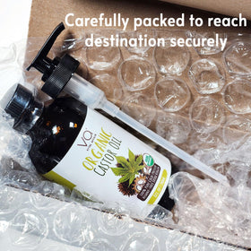 VITAL AFFAIR castor oil pack on cloth illustrating soothing application method