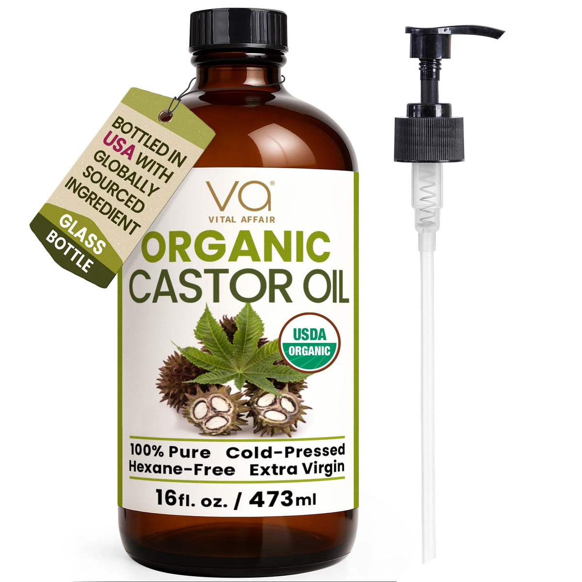 VITAL AFFAIR front glass bottle showing label and pump, convenient dispensing benefit