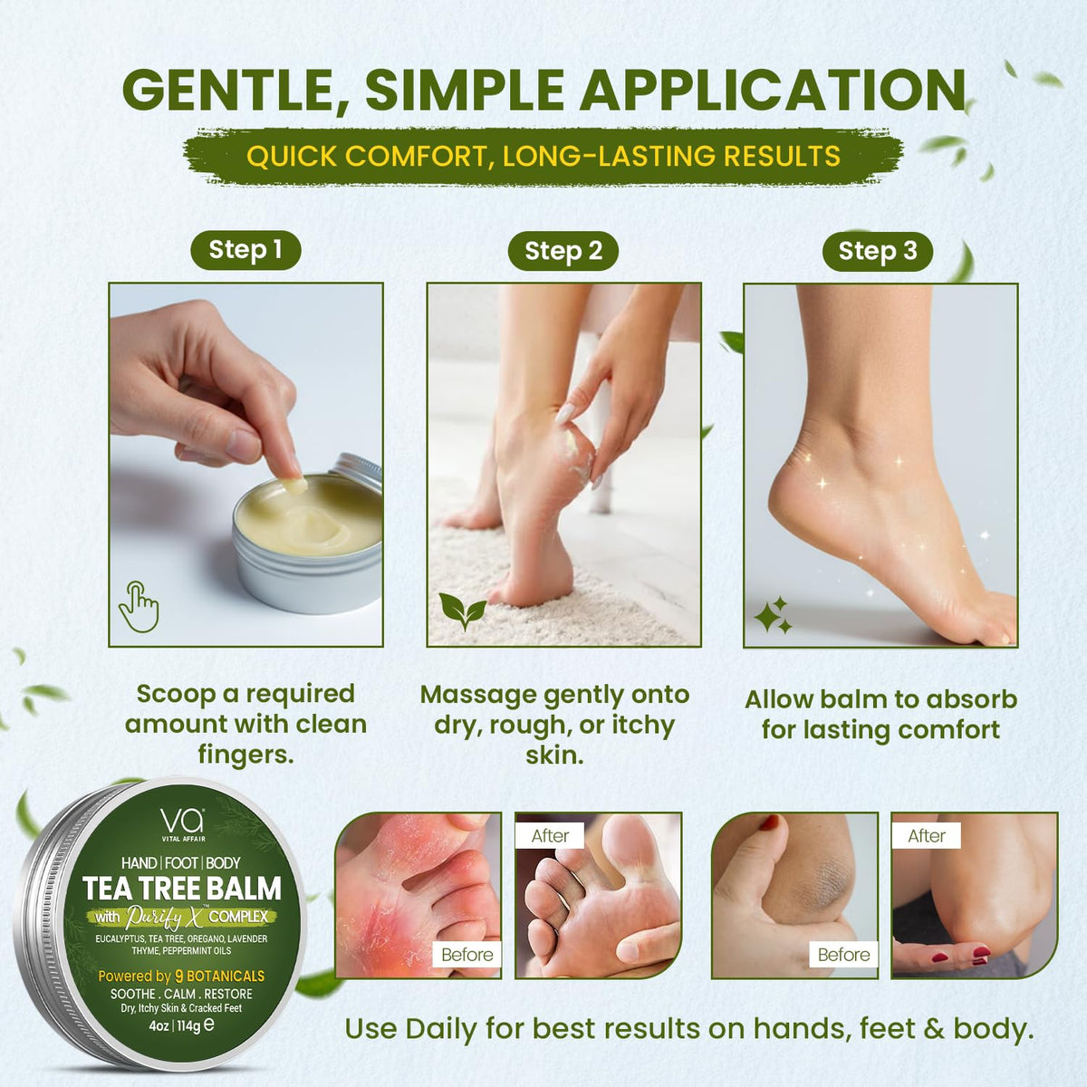 VITAL AFFAIR bedside tin staged for nighttime foot or hand care routine