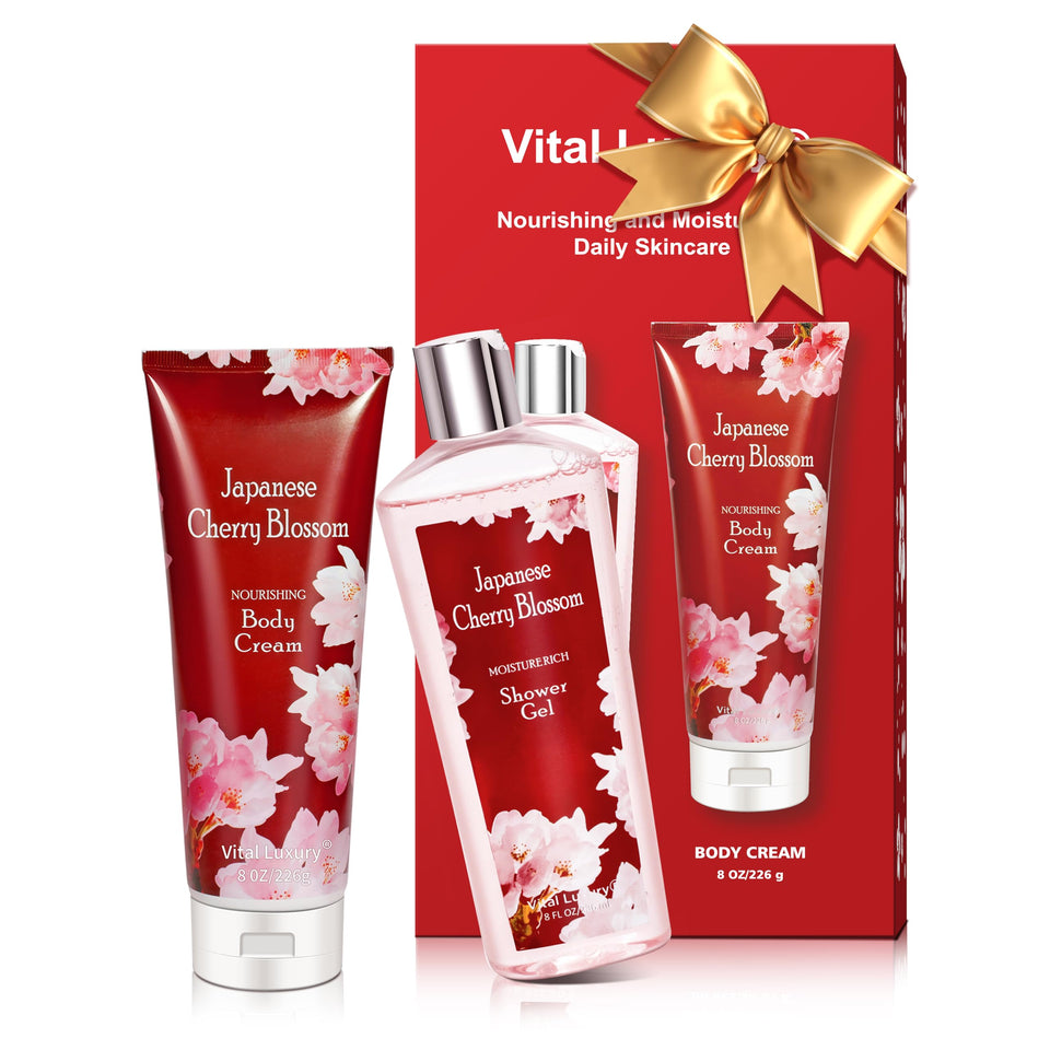 Vital Luxury front packaging showing set and elegant cherry blossom scent benefits