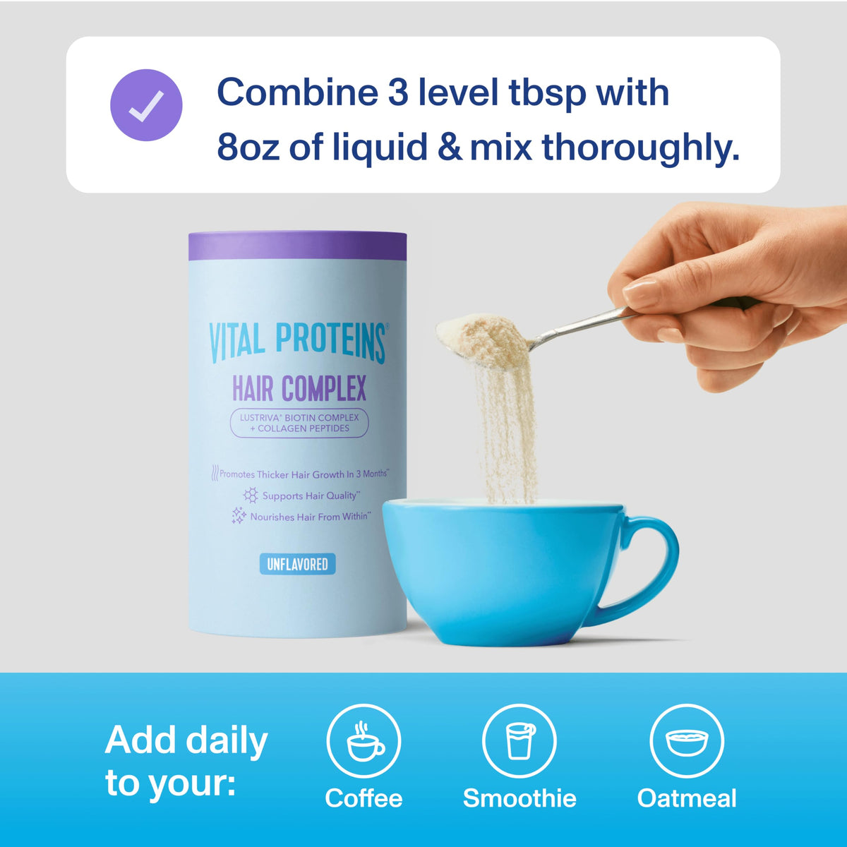 Vital Proteins mixed in coffee illustrating unflavored blend benefit