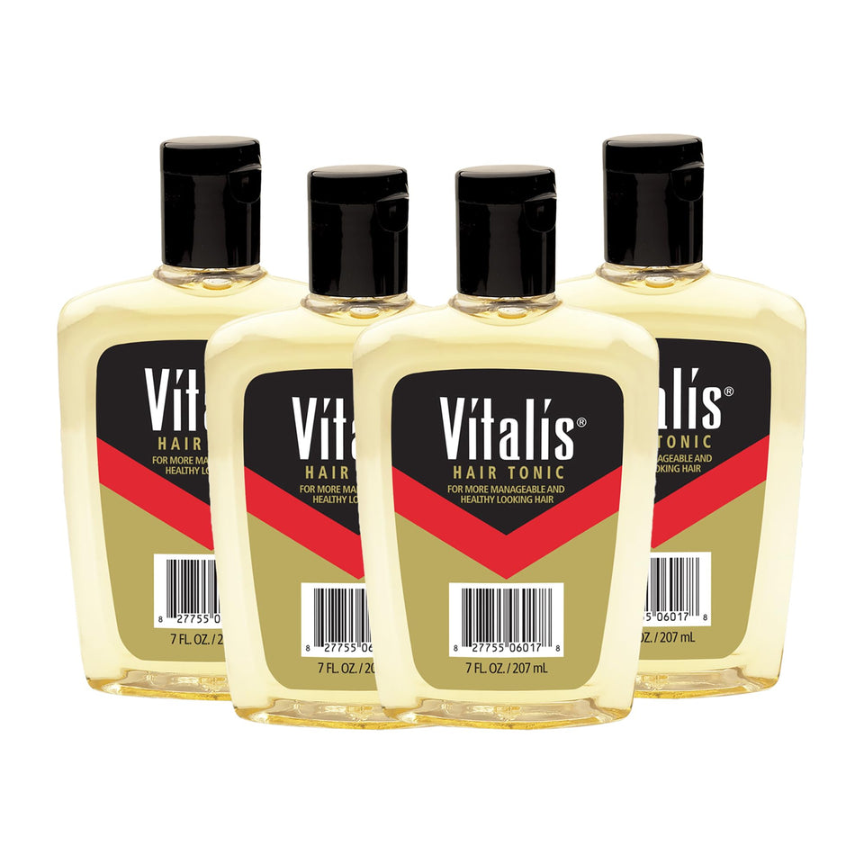 Vitalis front packaging showing bottle and clear labeling for daily grooming