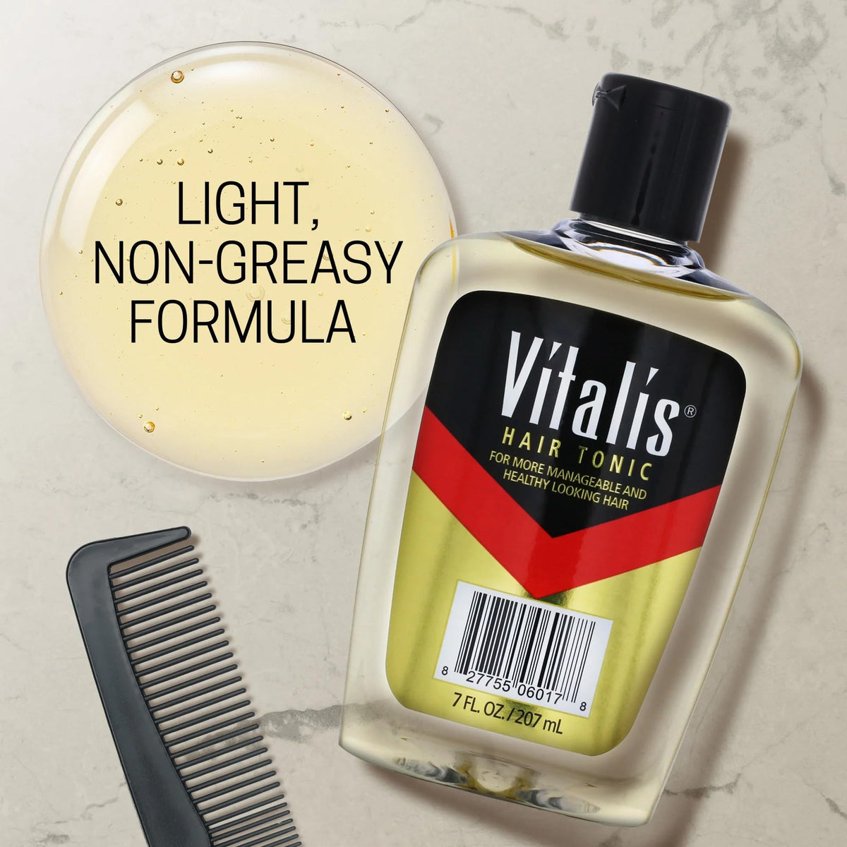 VITALIS liquid texture close-up showing lightweight, non-greasy feel