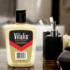 Vitalis texture close-up displaying lightweight liquid that smooths hair