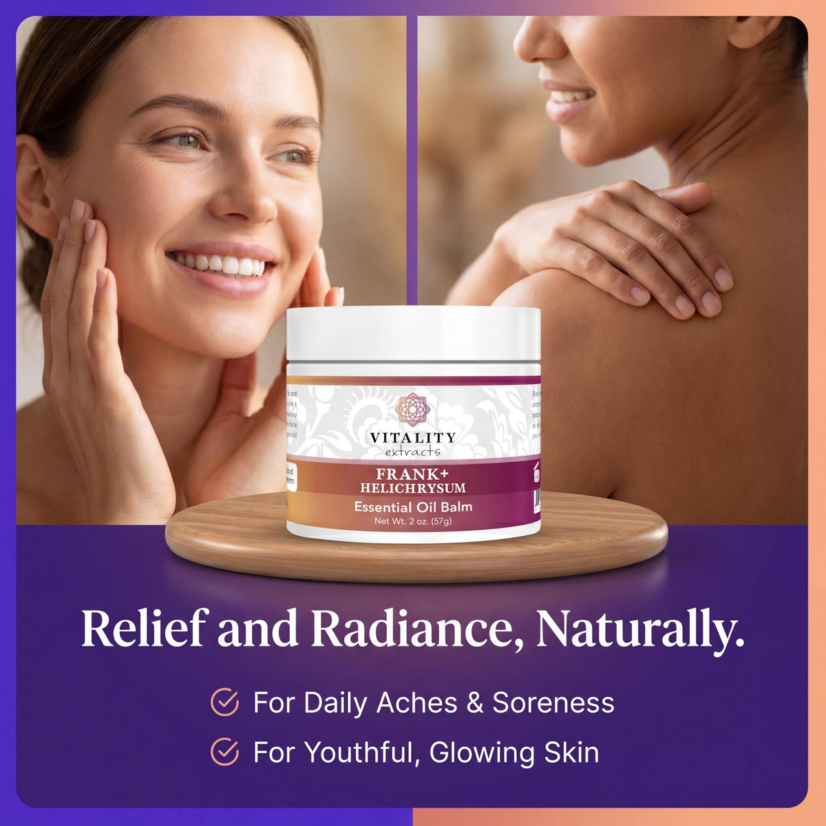 Vitality ingredients flatlay with oils, beeswax, frankincense and helichrysum for transparency