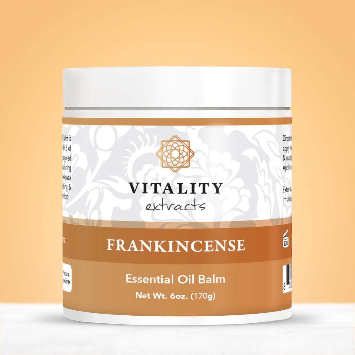 Vitality frankincense balm in bathroom lifestyle scene suggesting daily self-care and soothing aroma