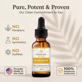 Vitality bottle in hand showing compact 30ml size for travel convenience