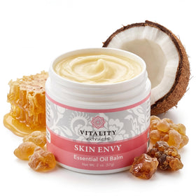 Vitality Skin Envy front jar showing clean label and compact balm for travel