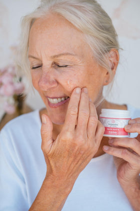 Vitality Skin Envy next to coin illustrating compact size and concentrated value