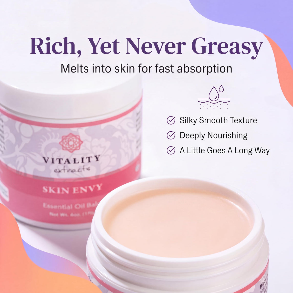 Vitality Skin Envy 6oz next to common items showing generous size