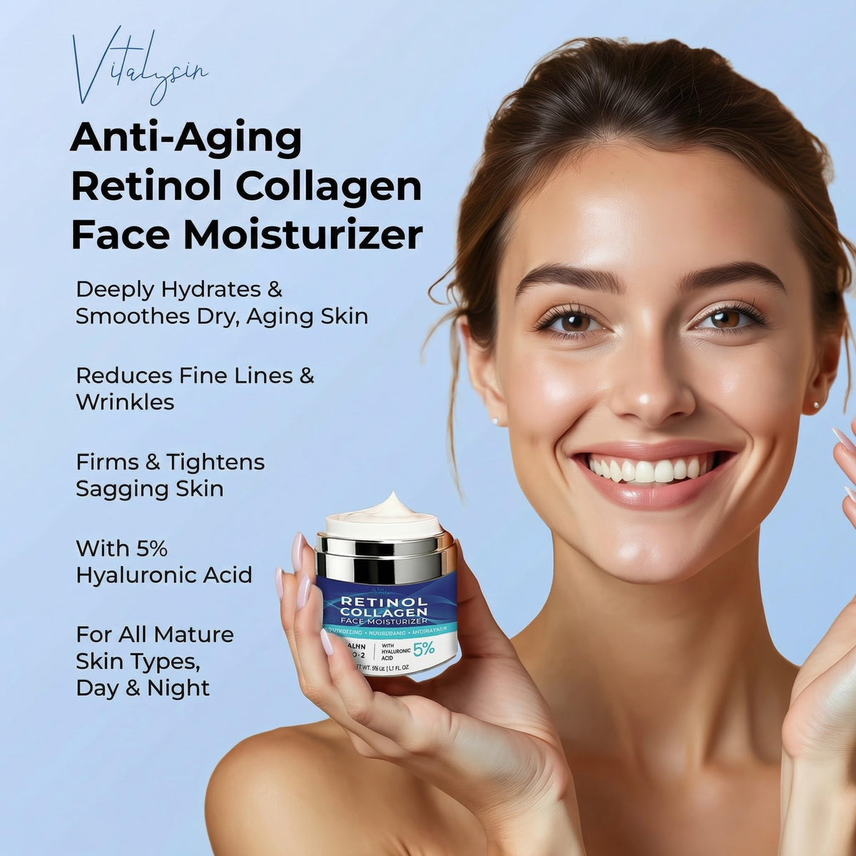 Vitalysin cream texture close-up demonstrating smooth hydrating feel