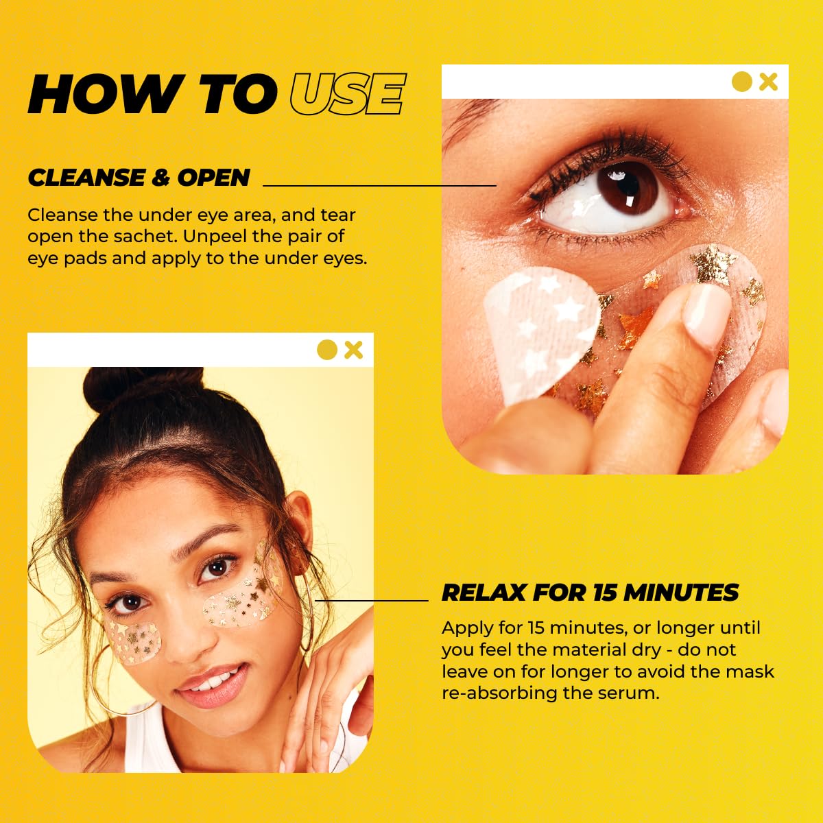 Vitamasques applied under eye on model demonstrating instant smoothing effect