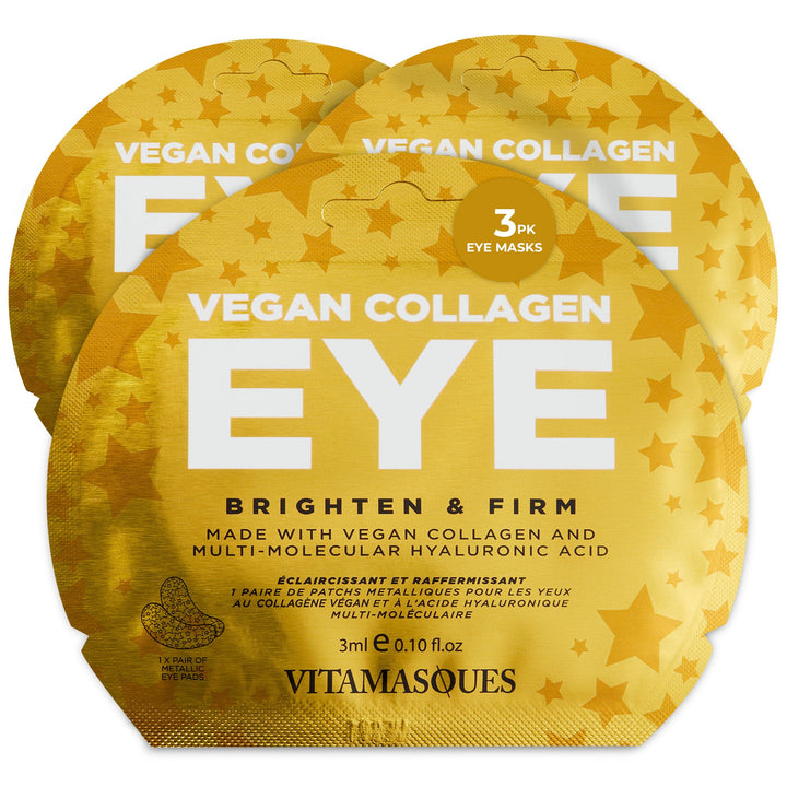 Vitamasques front packaging showing three individually wrapped pairs and benefits
