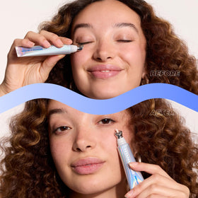 Vitamasques metal applicator close-up providing cooling massage to reduce puffiness
