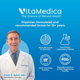 VitaMedica tube in hand for size comparison illustrating concentrated small size