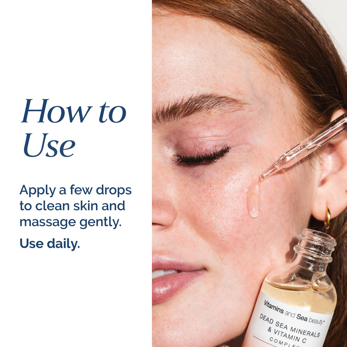 VITAMINS AND SEA BEAUTY applied on hand illustrating texture and easy layering under skincare