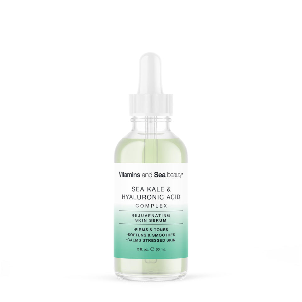 VITAMINS AND SEA BEAUTY front bottle shot showing label and benefit of hydration