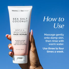VITAMINS AND SEA BEAUTY scrub on hand demonstrating texture and hydration