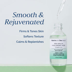 VITAMINS AND SEA BEAUTY clear droplet texture illustrating fast absorption and plumpness