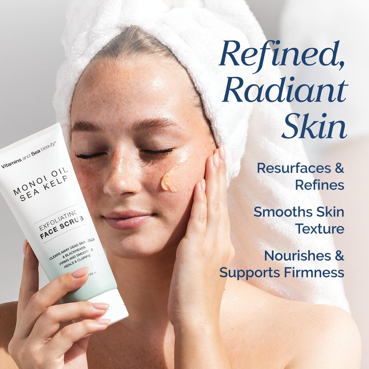 VITAMINS AND SEA BEAUTY close-up pumice texture revealing gentle exfoliation