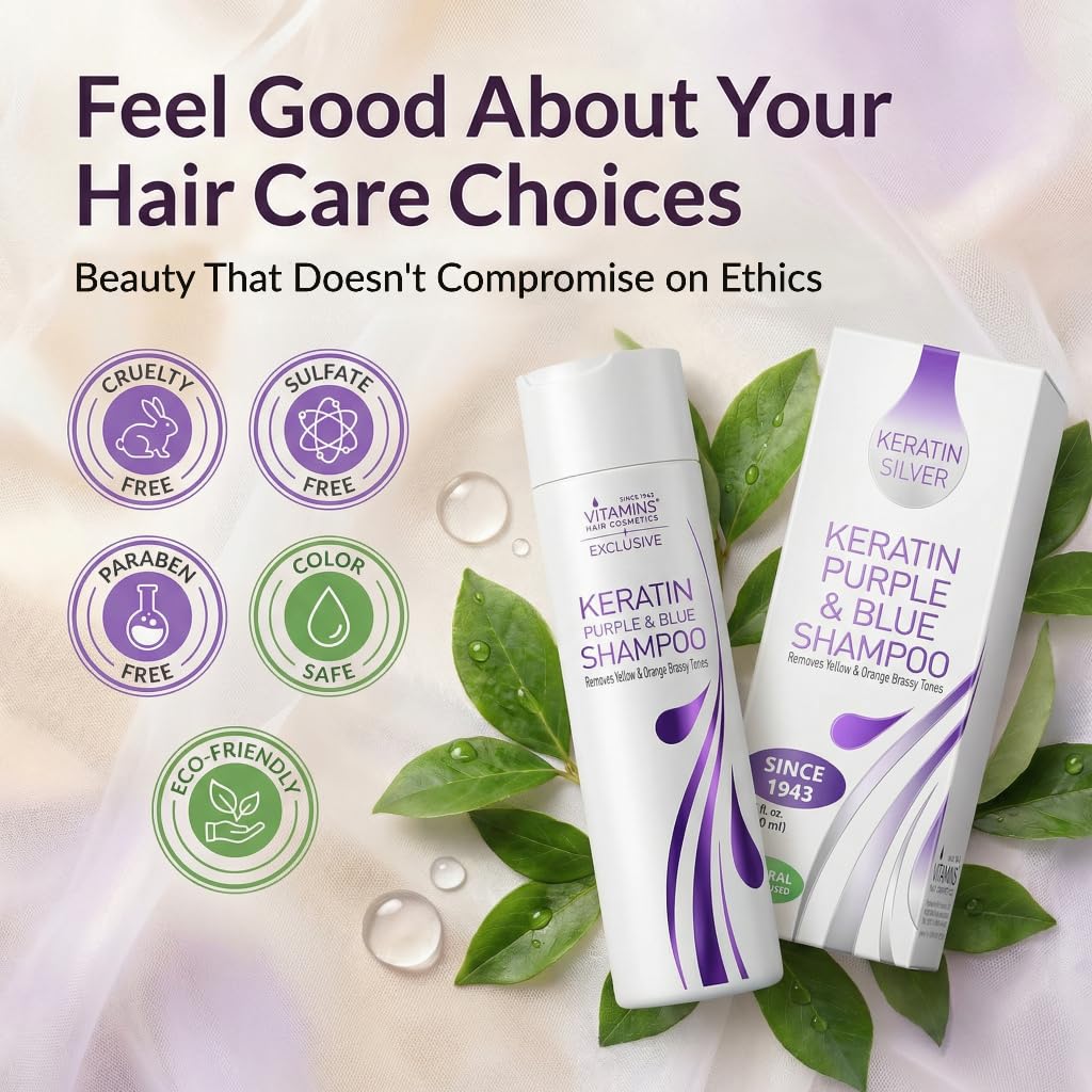 VITAMINS before and after showing reduced brassiness and brighter blonde