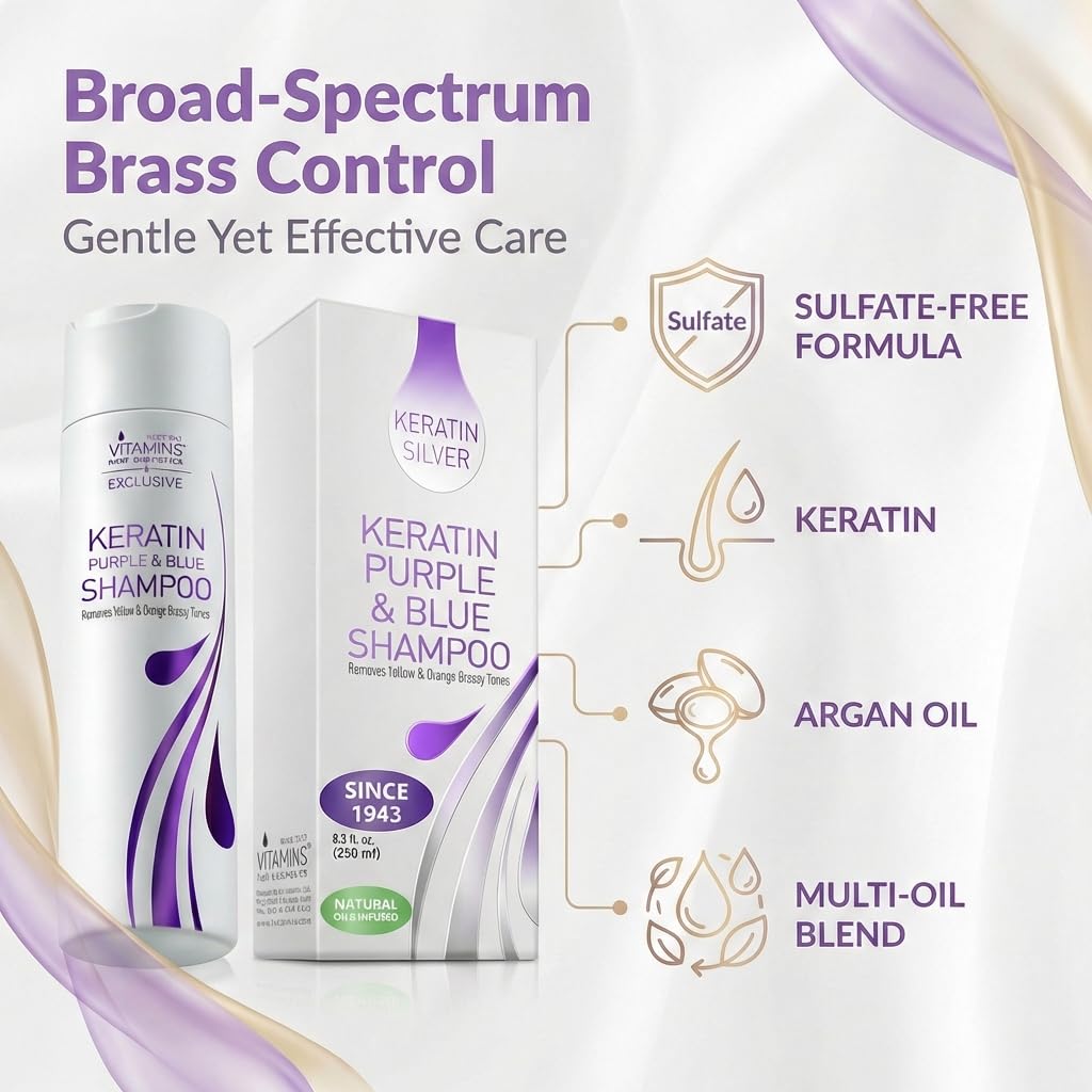 VITAMINS label detail with ingredients list highlighting keratin and oils