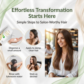 VITAMINS hair cosmetics before and after hair comparison showing reduced frizz and shine
