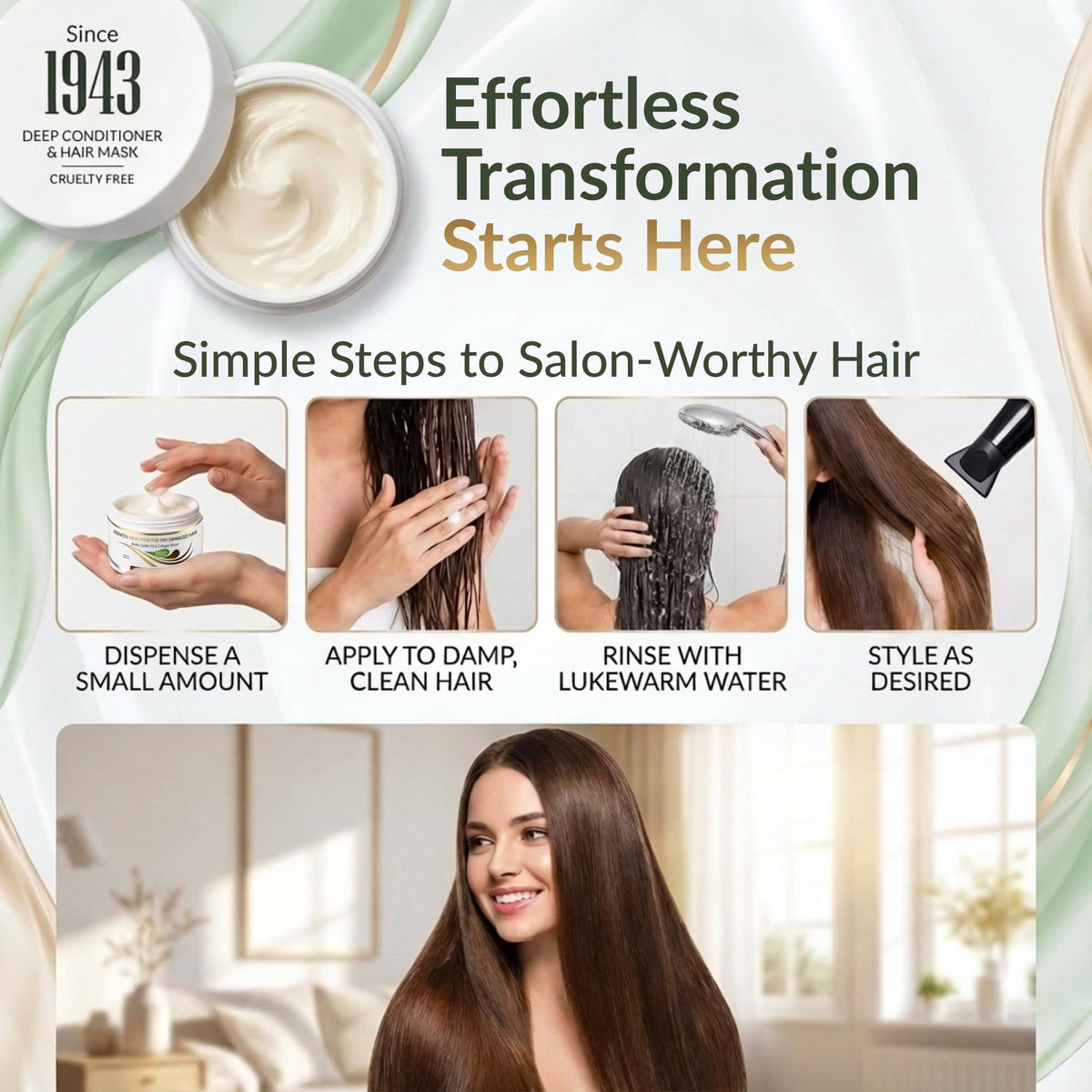VITAMINS before and after hair showing reduced split ends