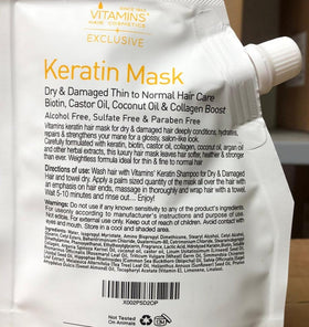VITAMINS hair cosmetics label with usage directions highlighting safe at-home salon results