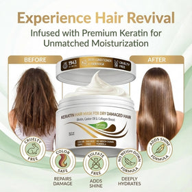 VITAMINS open jar revealing creamy keratin mask texture