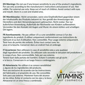 VITAMINS keratin serum on a bathroom shelf in a lifestyle setting for daily use
