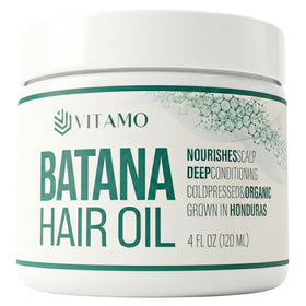 Vitamo Batana front packaging showing bottle and natural ingredient purity