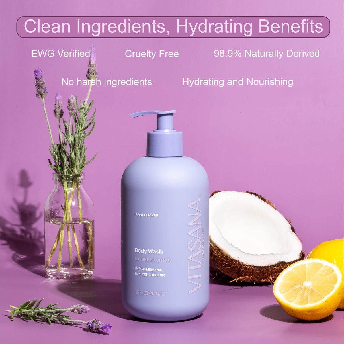 Vitasana pump dispensing body wash for easy, controlled application