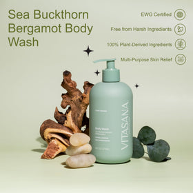 Vitasana pump and label detail highlighting clean ingredient claims