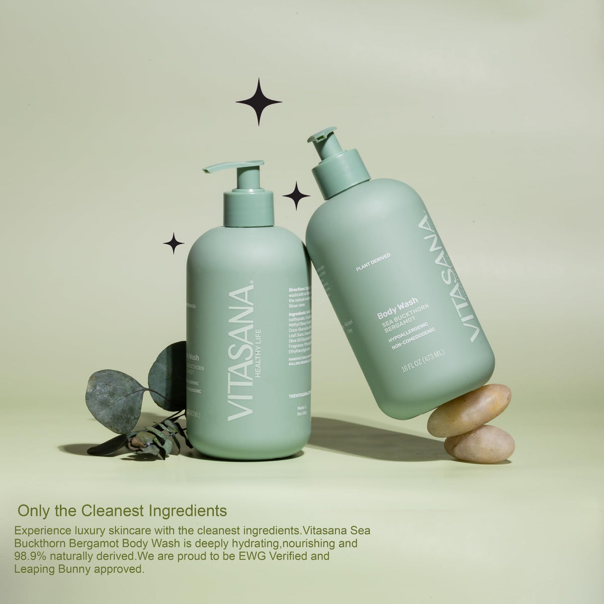 Vitasana size comparison bottle in hand showing 16oz scale