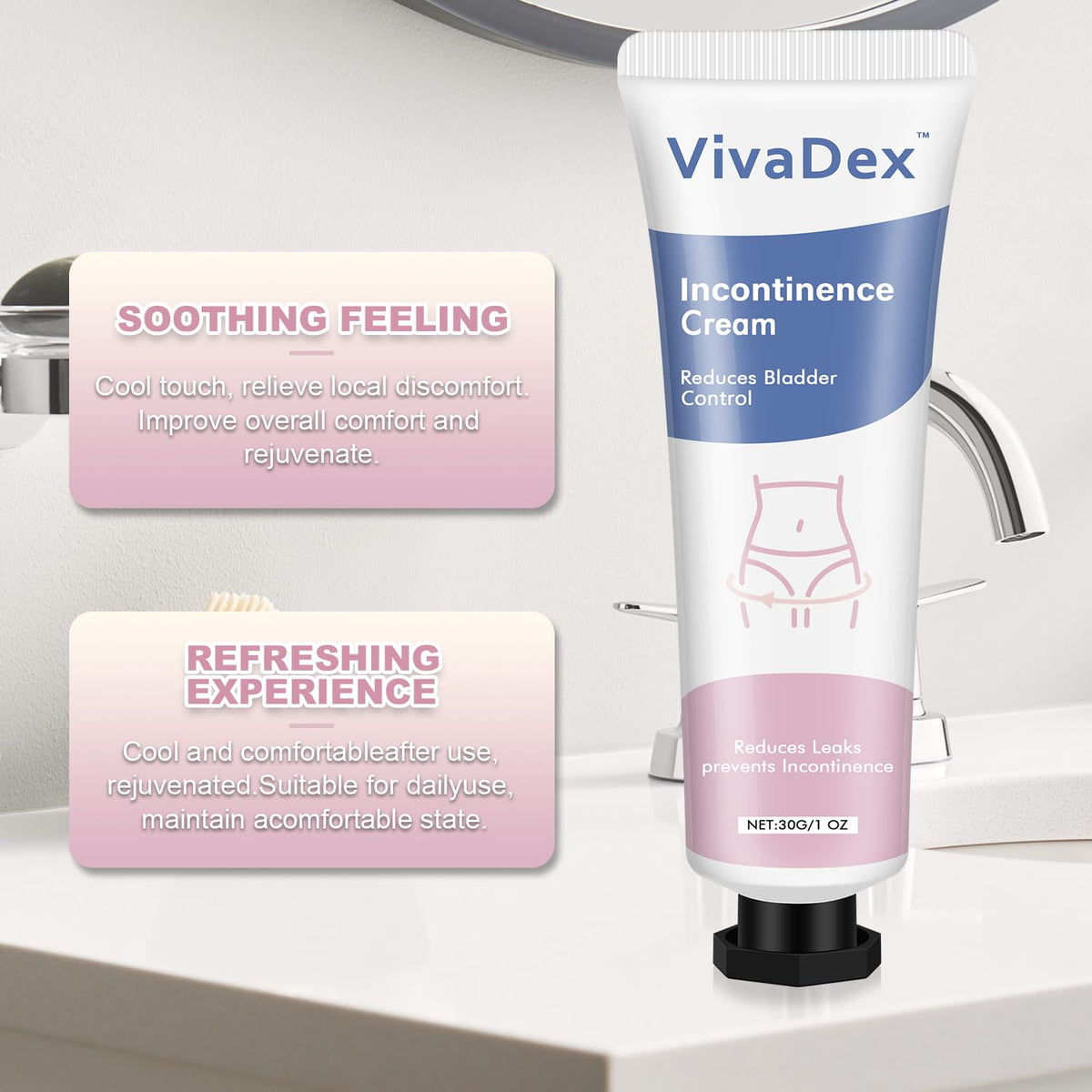 VivaDex cream texture close-up highlighting quick absorption