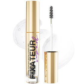 Vivienne Sabó clear brow gel tube front view showing branding and compact size for travel